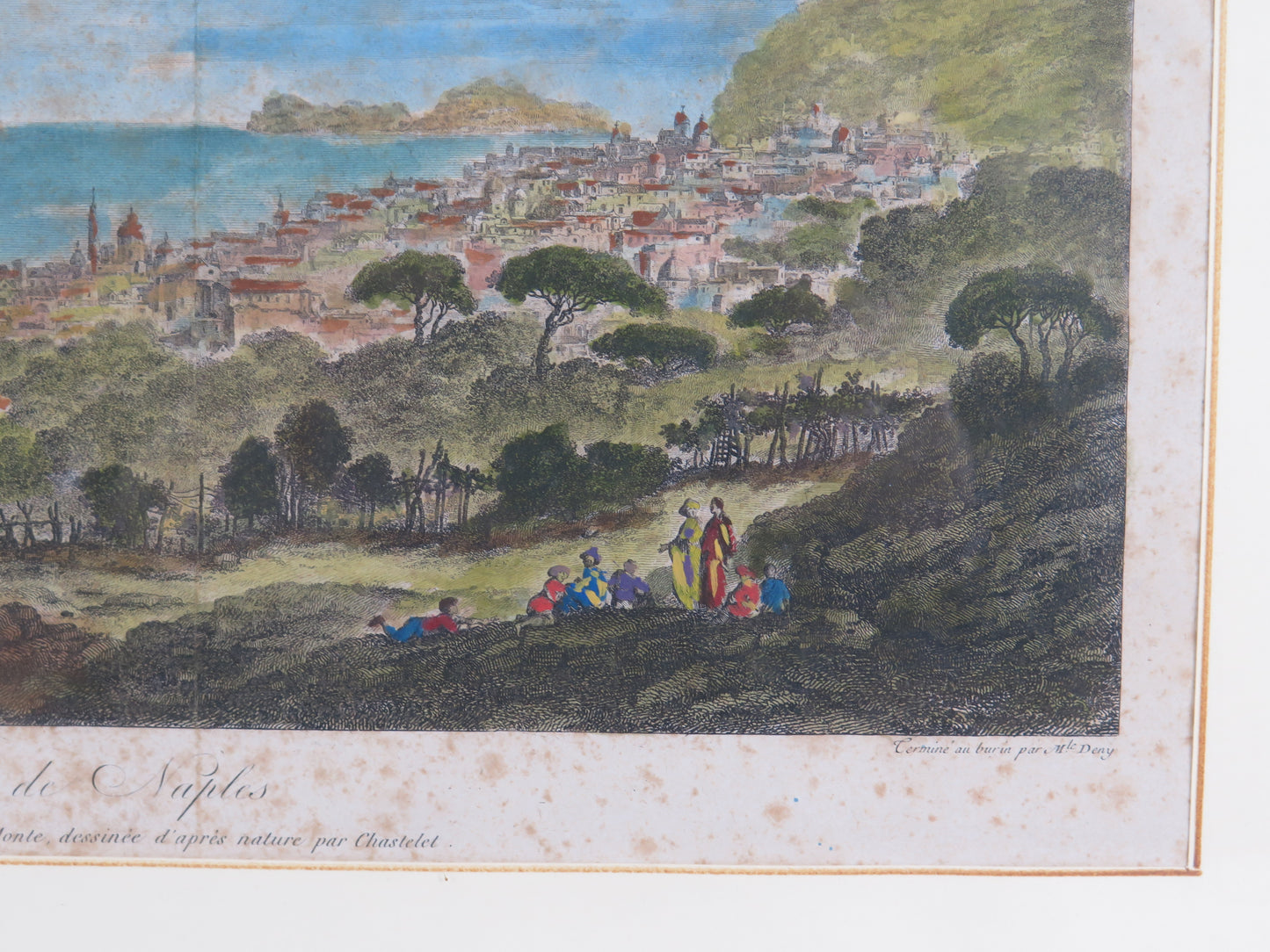 Stampa antica veduta di Napoli da Capodimonte, Saint-Non, 1795 acquaforte vs13