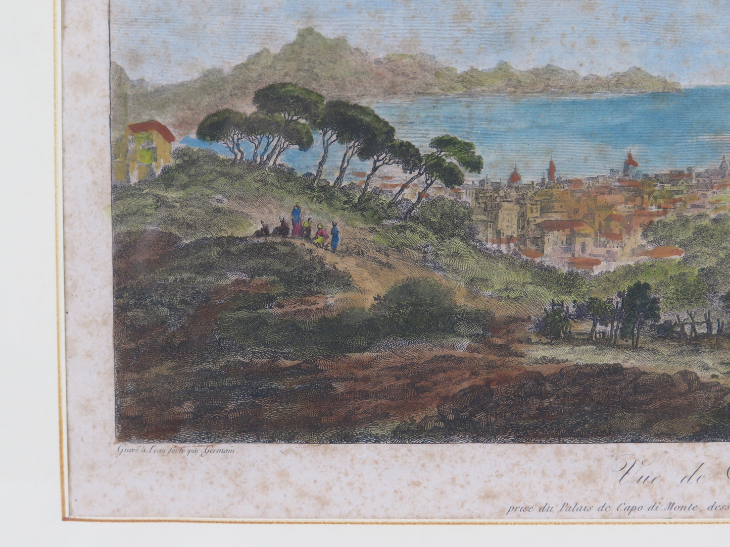 Stampa antica veduta di Napoli da Capodimonte, Saint-Non, 1795 acquaforte vs13
