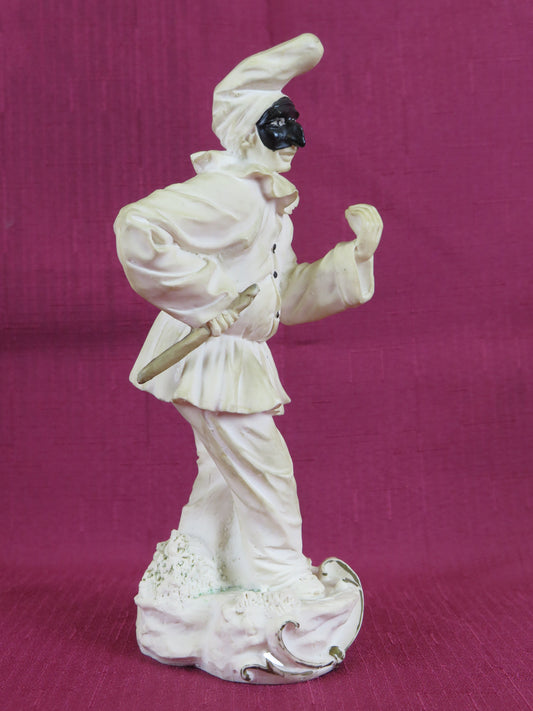 Pulcinella figurine in biscuit porcelain from the early 1900s Naples, Italy, mask vs14