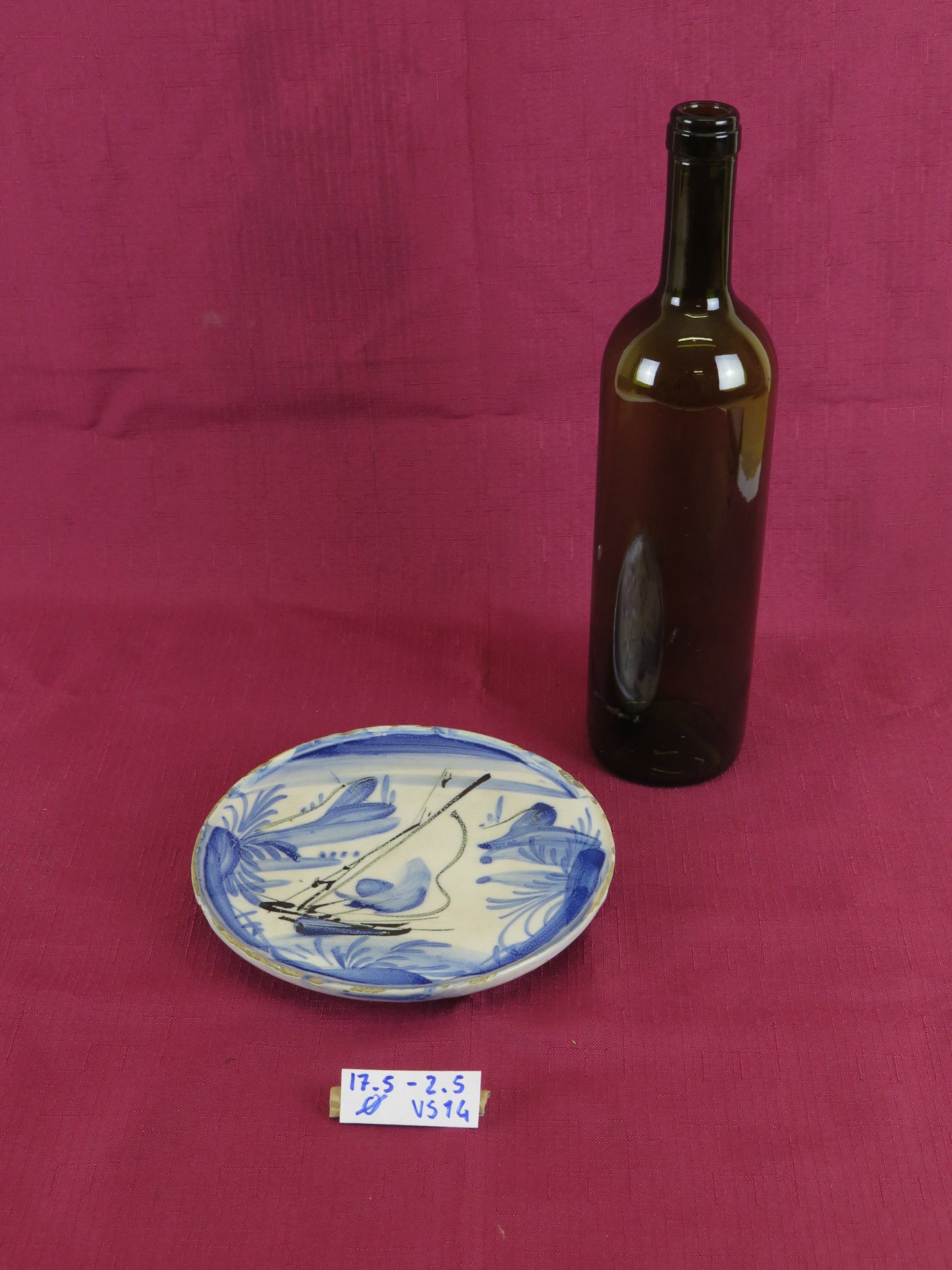 Piatto antico in ceramica di Savona antico XVIII secolo sottocoppa vs14
