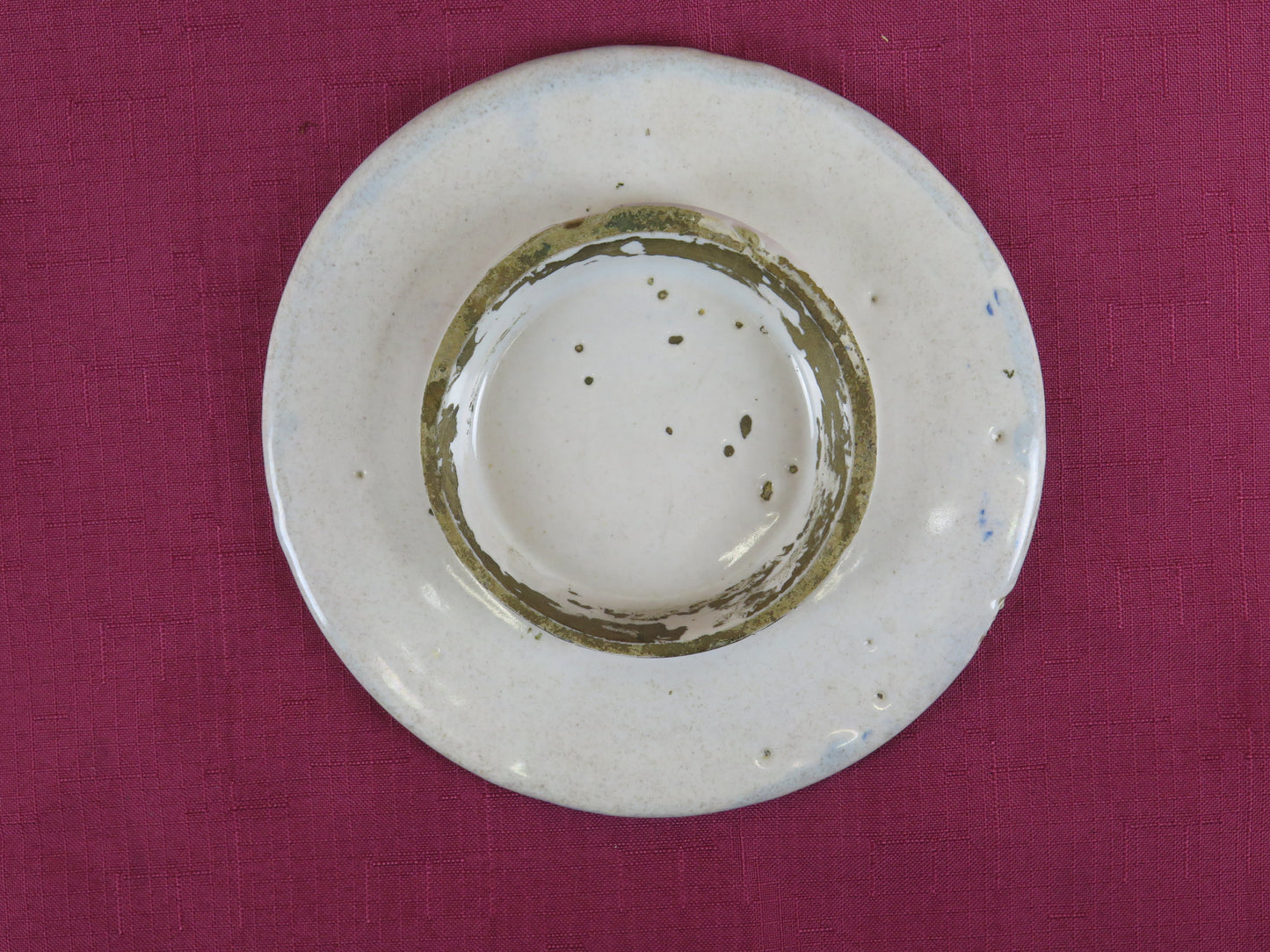 Piatto antico in ceramica di Savona antico XVIII secolo sottocoppa vs14