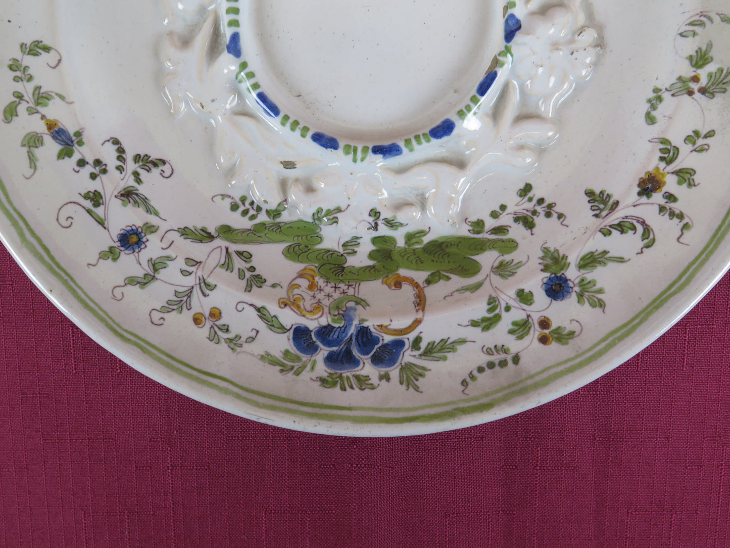 ANTIQUE HAND PAINTED MAILIC PLATE FAIENCE CERAMIC VS16