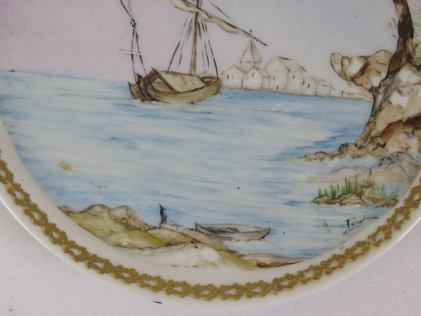 Antique Sevres porcelain plate with hand painted mark VS26