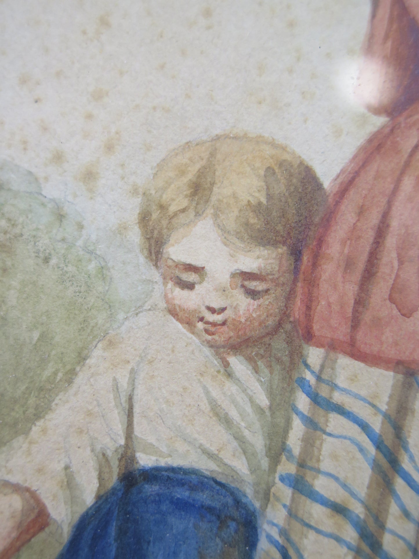 Antico dipinto ritratto mamma con bambina firmato datato 1874 dipinto bt4