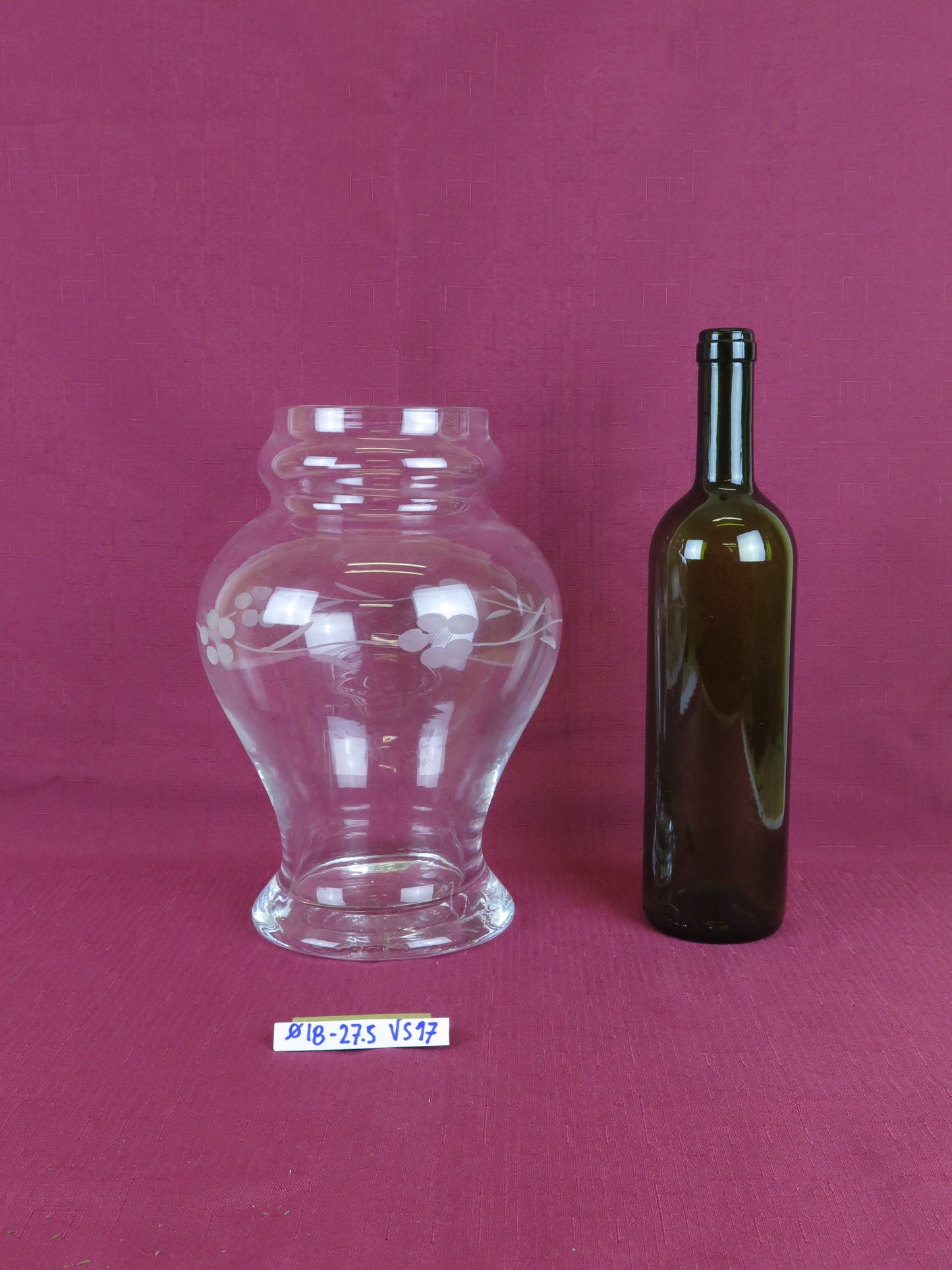 Vaso per fiori vintage di cristallo molato classico bombato inciso vs17
