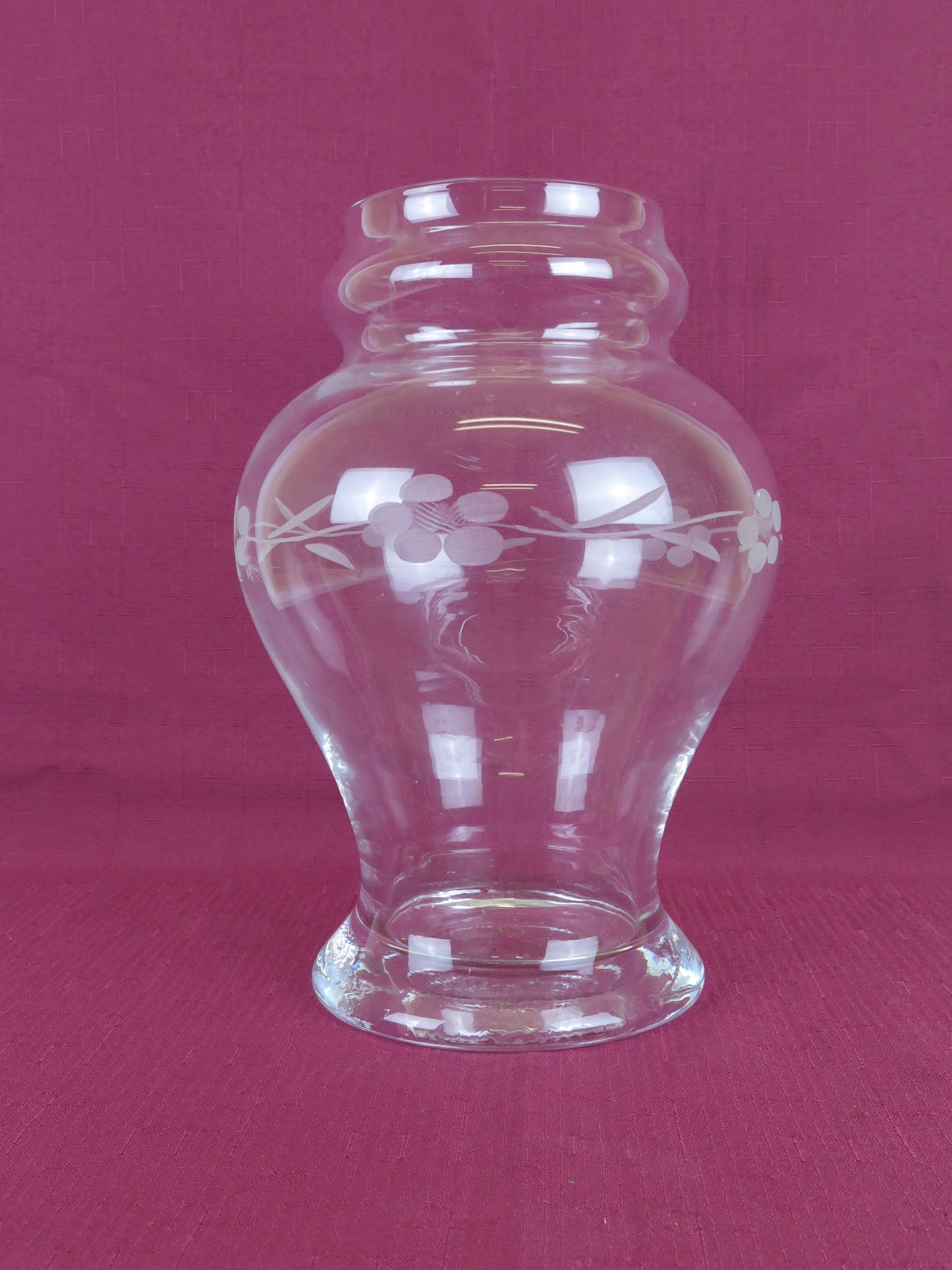 Vaso per fiori vintage di cristallo molato classico bombato inciso vs17