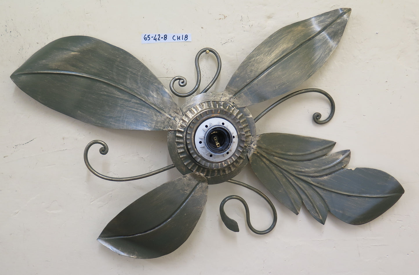 LARGE CEILING LIGHT VINTAGE WALL LIGHT IN HAND WROUGHT IRON CH18