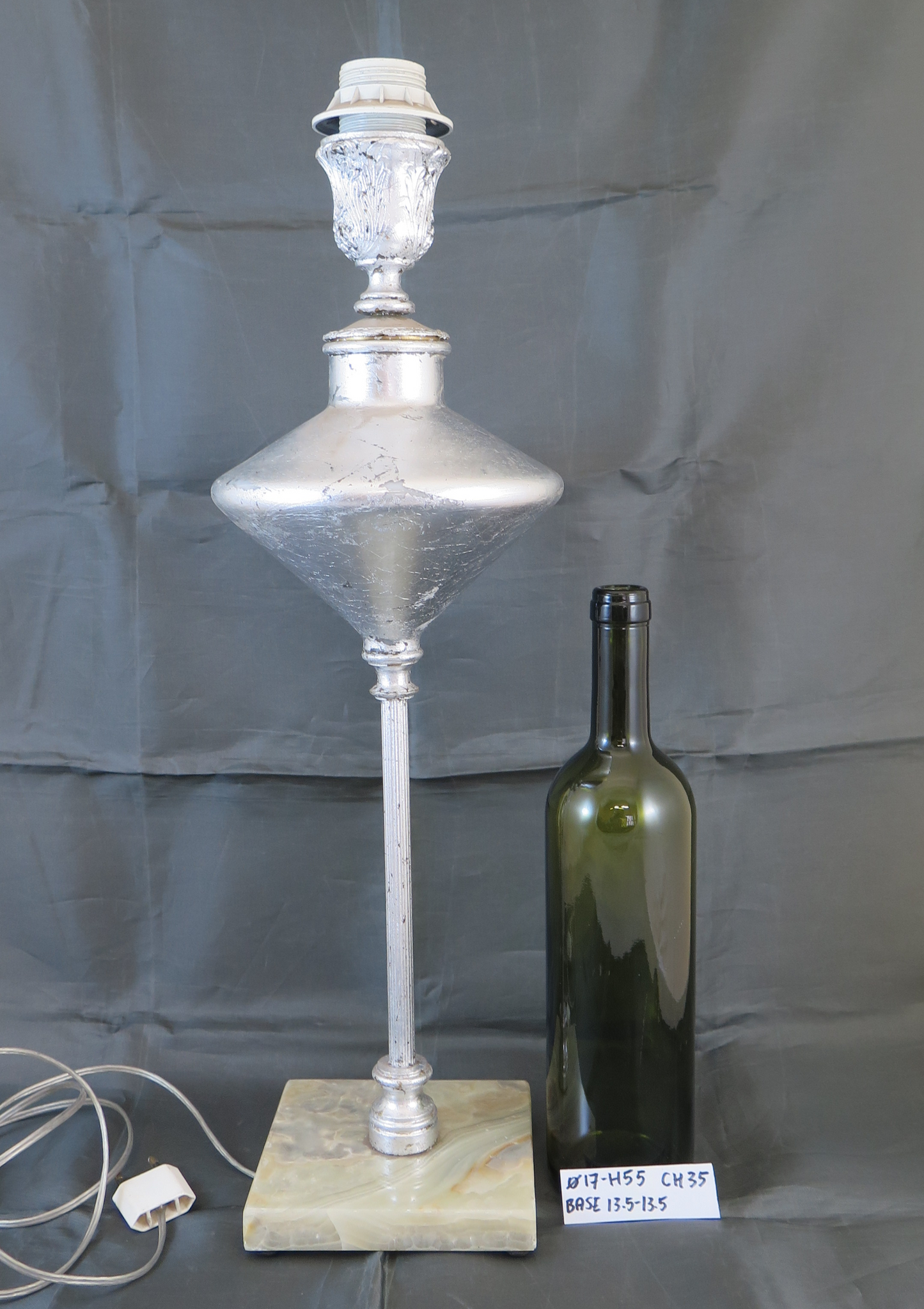 OLD WROUGHT IRON TABLE LAMP WITH HANDMADE MARBLE BASE CH35