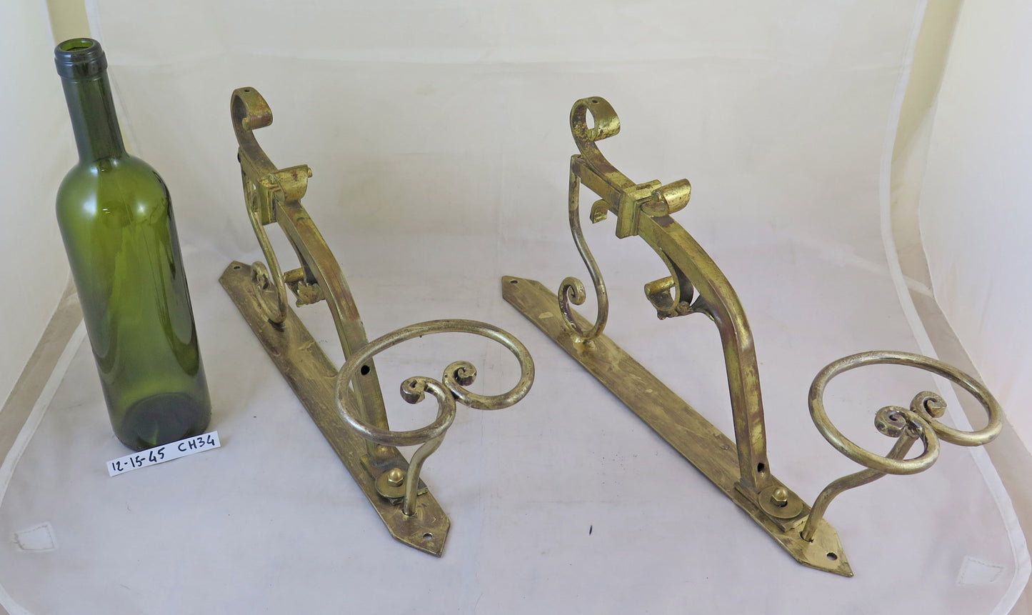 TWO OLD WALL HANGER IN HAND FORGED AND GOLDEN WROUGHT IRON CH34