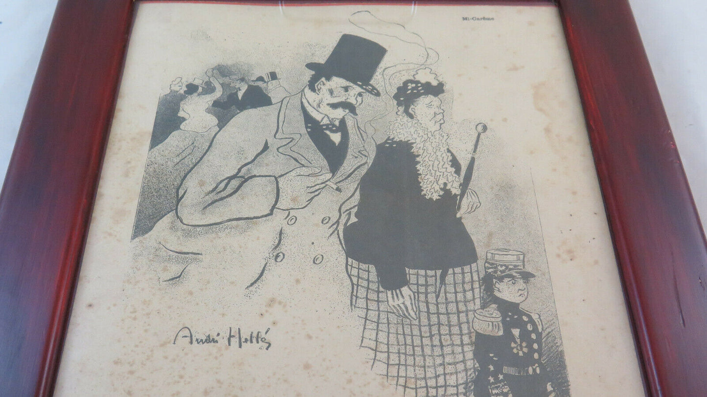 ANDRÈ HELLÈ (1871-1945) ANTIQUE LITHOGRAPH PARIS FRANCE PRINT HUMOR BM43 