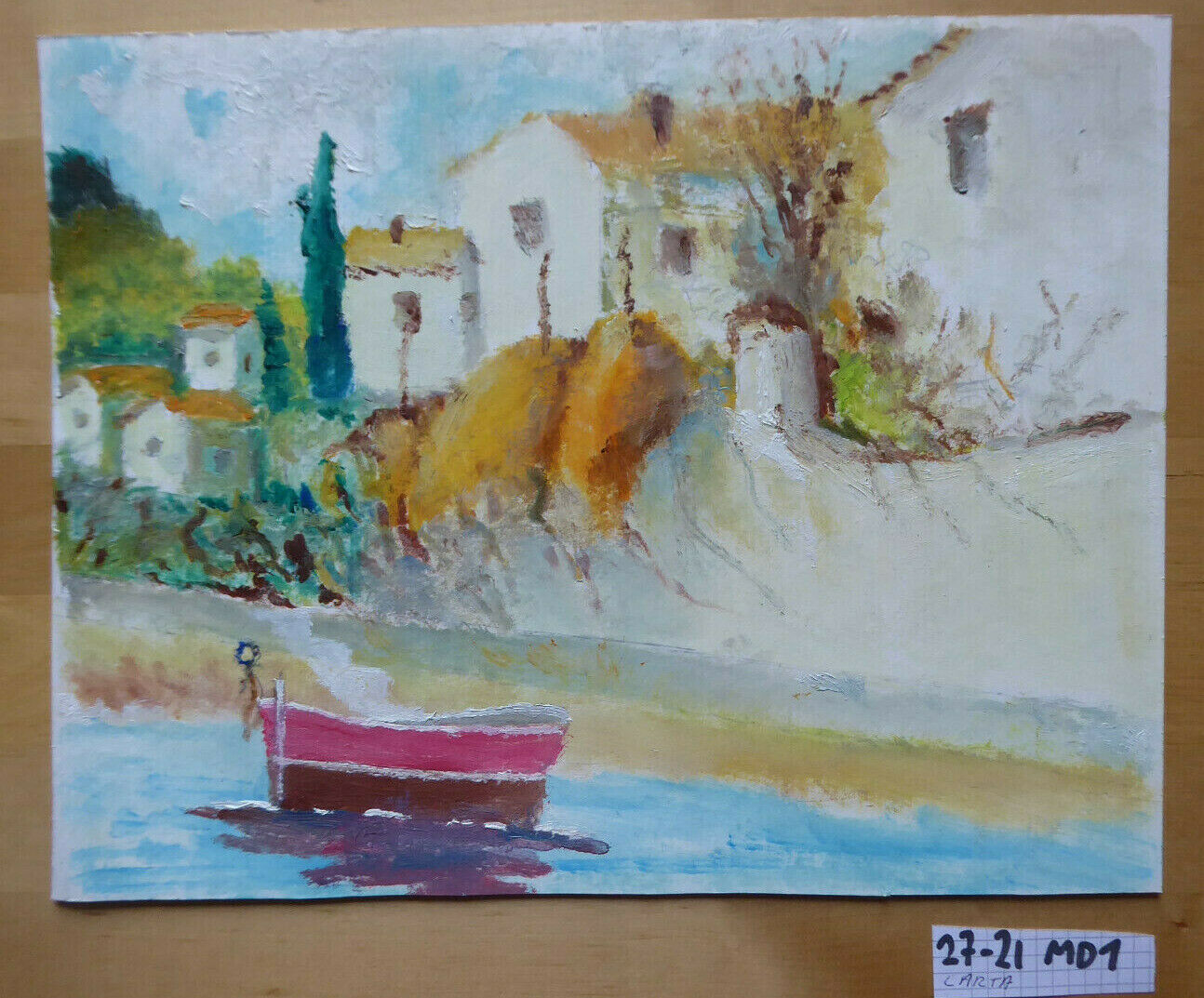 DELIGHTFUL SEA VIEW OLD SMALL PAINTING SPAIN OIL MD1 