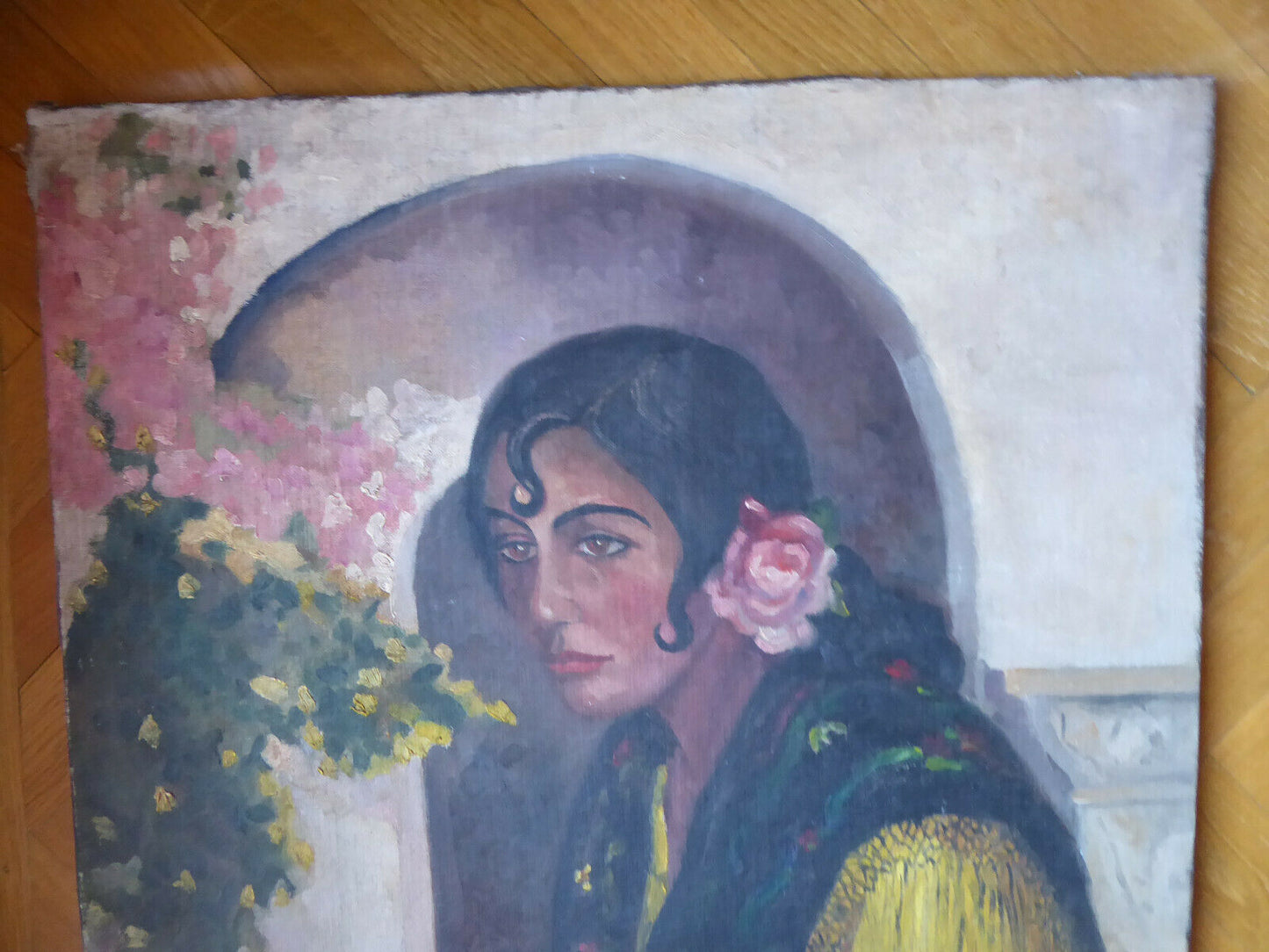 RITRATTO DI DONNA GITANA FIRMATO VECCHIO QUADRO DIPINTO OLIO SPAGNA '900 MD8