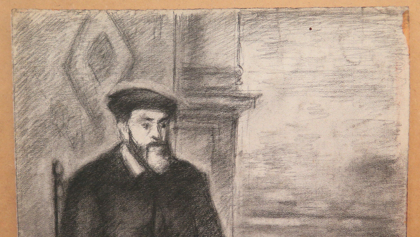 GRANDE DISEGNO CARBONCINO ANTICO RITRATTO MASCHILE Pierre Duteurtre DUT BM53.1