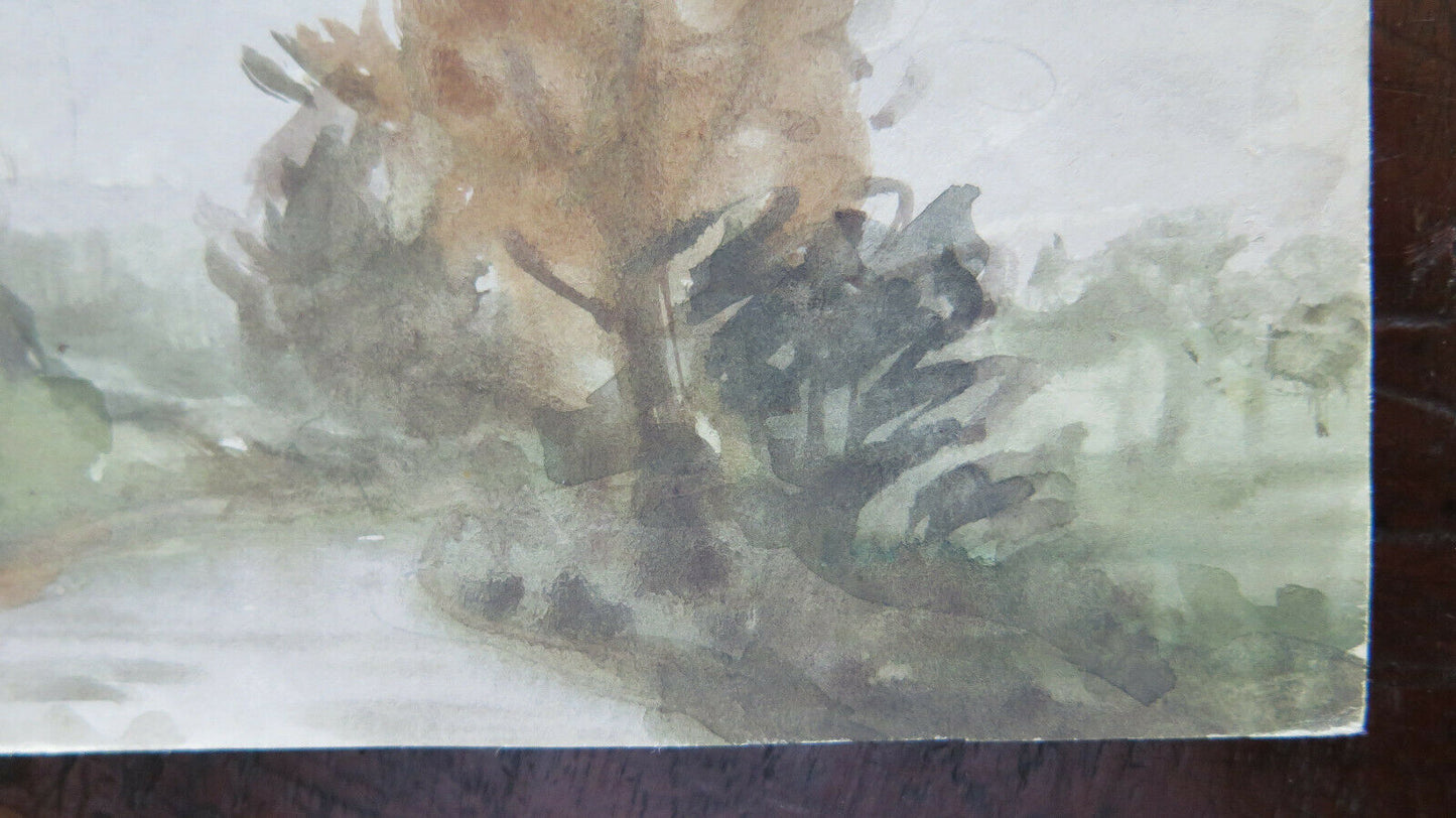 OLD WATERCOLOR PAINTING PREPARATORY SKETCH LANDSCAPE P28.4 