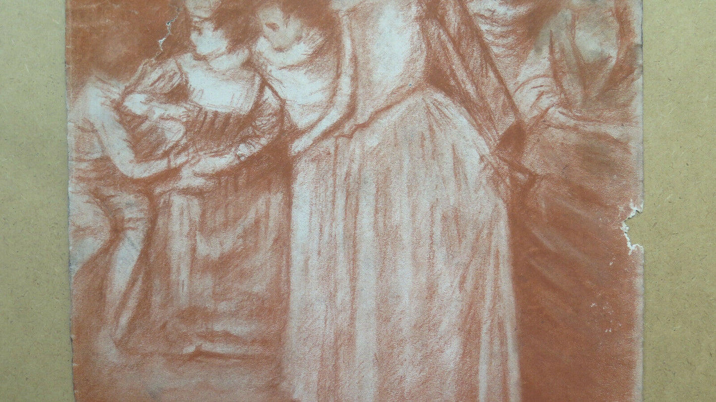 ANTICO DISEGNO A SANGUIGNA CON FIGURE FEMMINILI Pierre Duteurtre DUT BM53.1