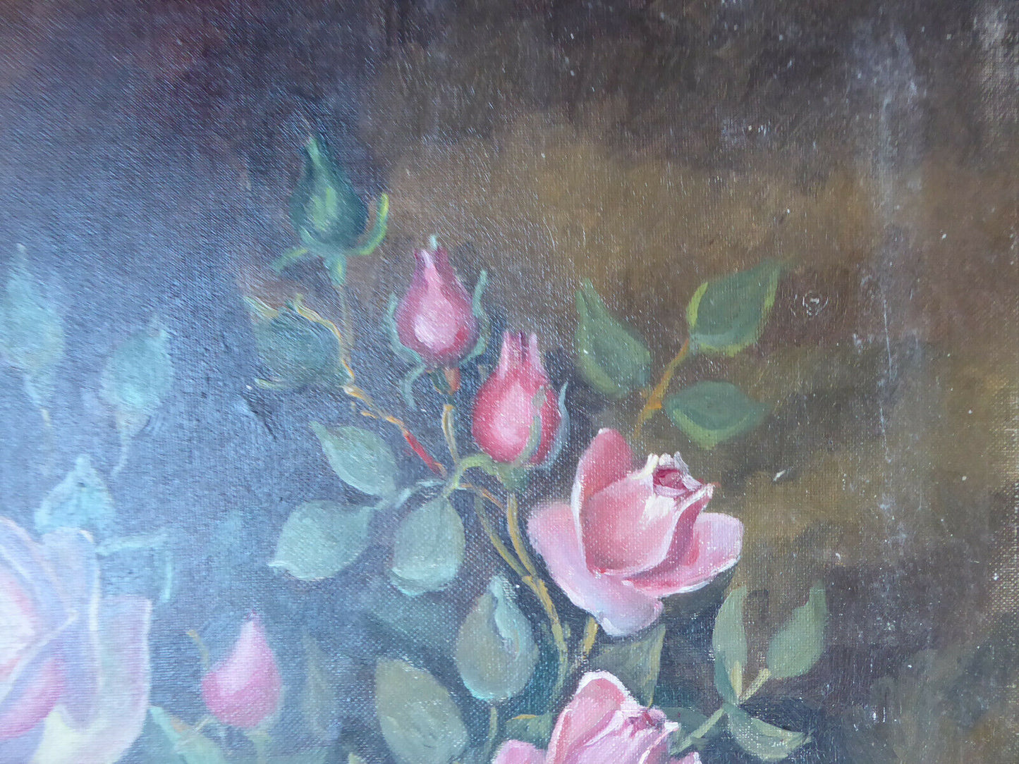 QUADRO A FIORI ROSE VINTAGE VECCHIO EPOCA '900 FIRMATO DIPINTO OLIO SU TELA MD8