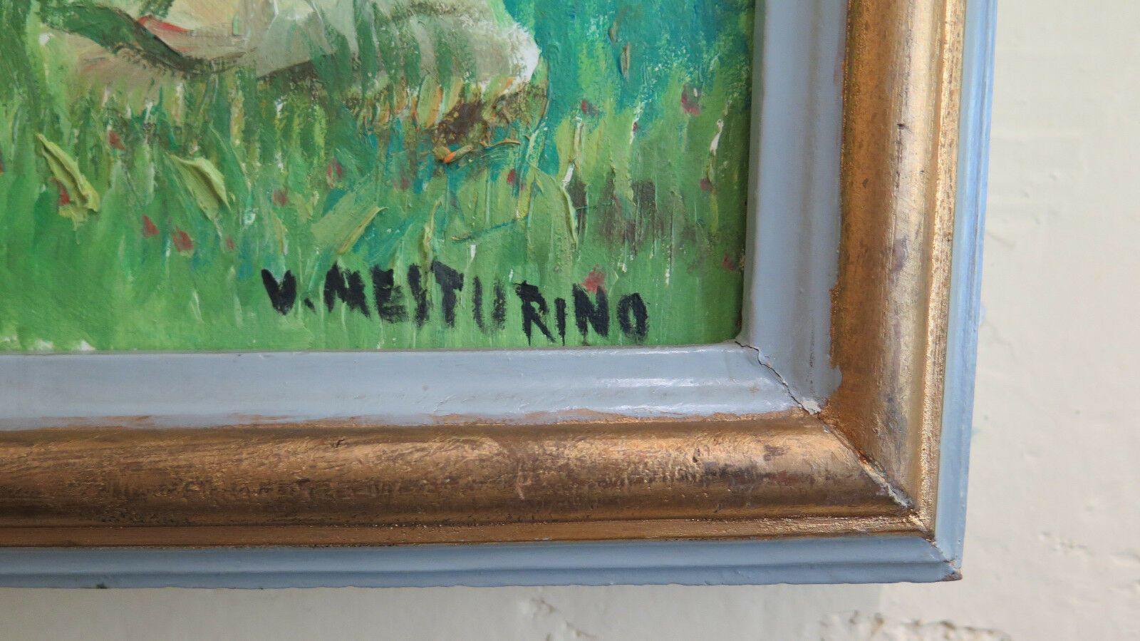 QUADRO AD OLIO SU TELA FIRMATO MESTURINO IN STILE IMPRESSIONISTA VINTAGE R93 - Belbello Antiques