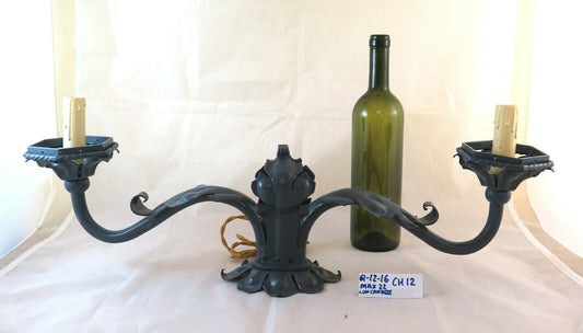 OLD WALL LIGHT IN HAND FORGED WROUGHT IRON CHANDELIER CH12 