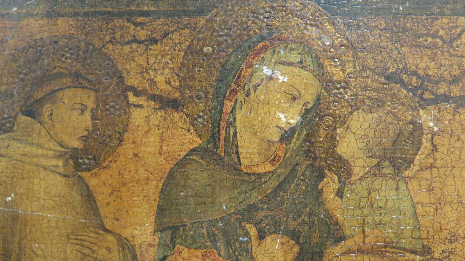 VECCHIO QUADRO RIPRODUZIONE AFFRESCO PIETRO LORENZETTI BASILICA ASSISI GR10 - Belbello Antiques