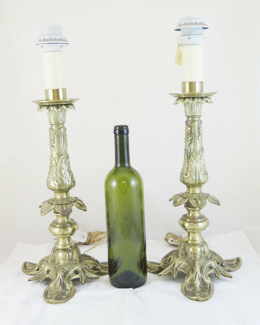 TWO TABLE LAMPS IN GOLDEN BRONZE MID-20TH CENTURY BAROQUE STYLE CH4