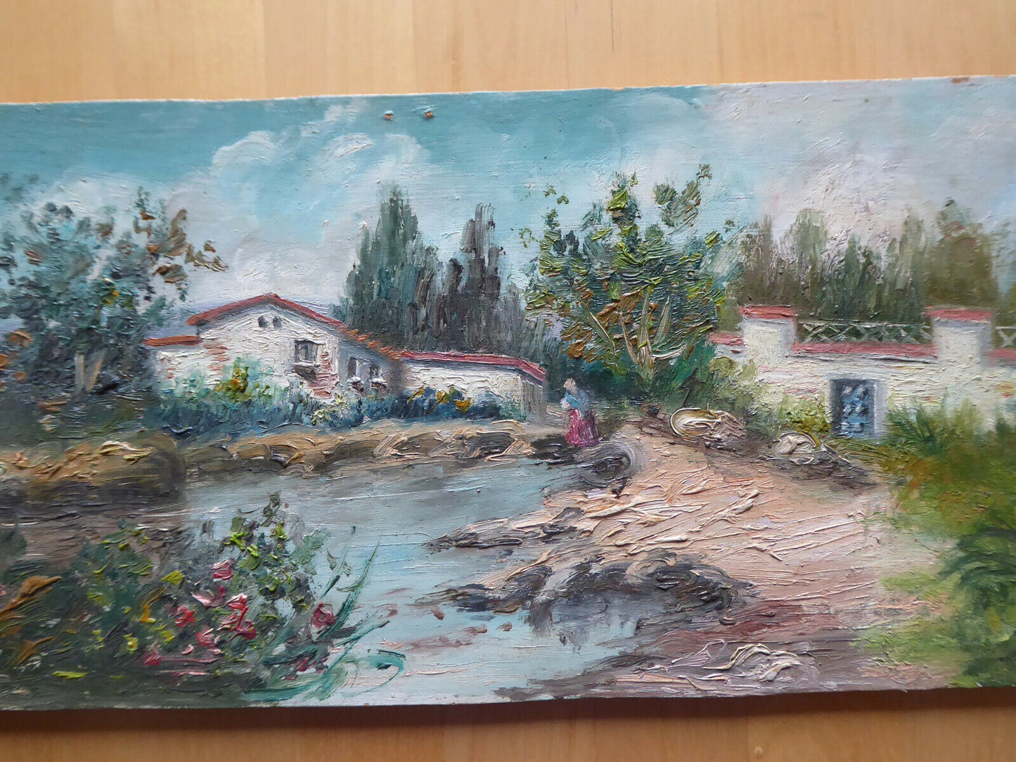 VINTAGE OIL PAINTING SIGNED IMPRESSIONIST STYLE LANDSCAPE SPAIN '900 MD2 