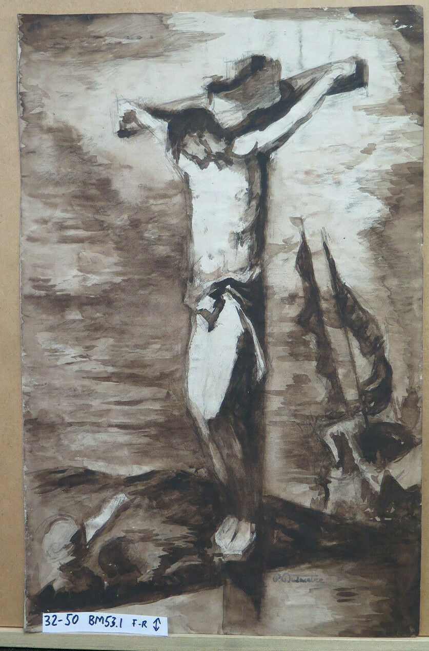 CROCIFISSIONE DI GESÙ CRISTO QUADRO ANTICO ARTISTA Pierre Duteurtre DUT BM53.1 b