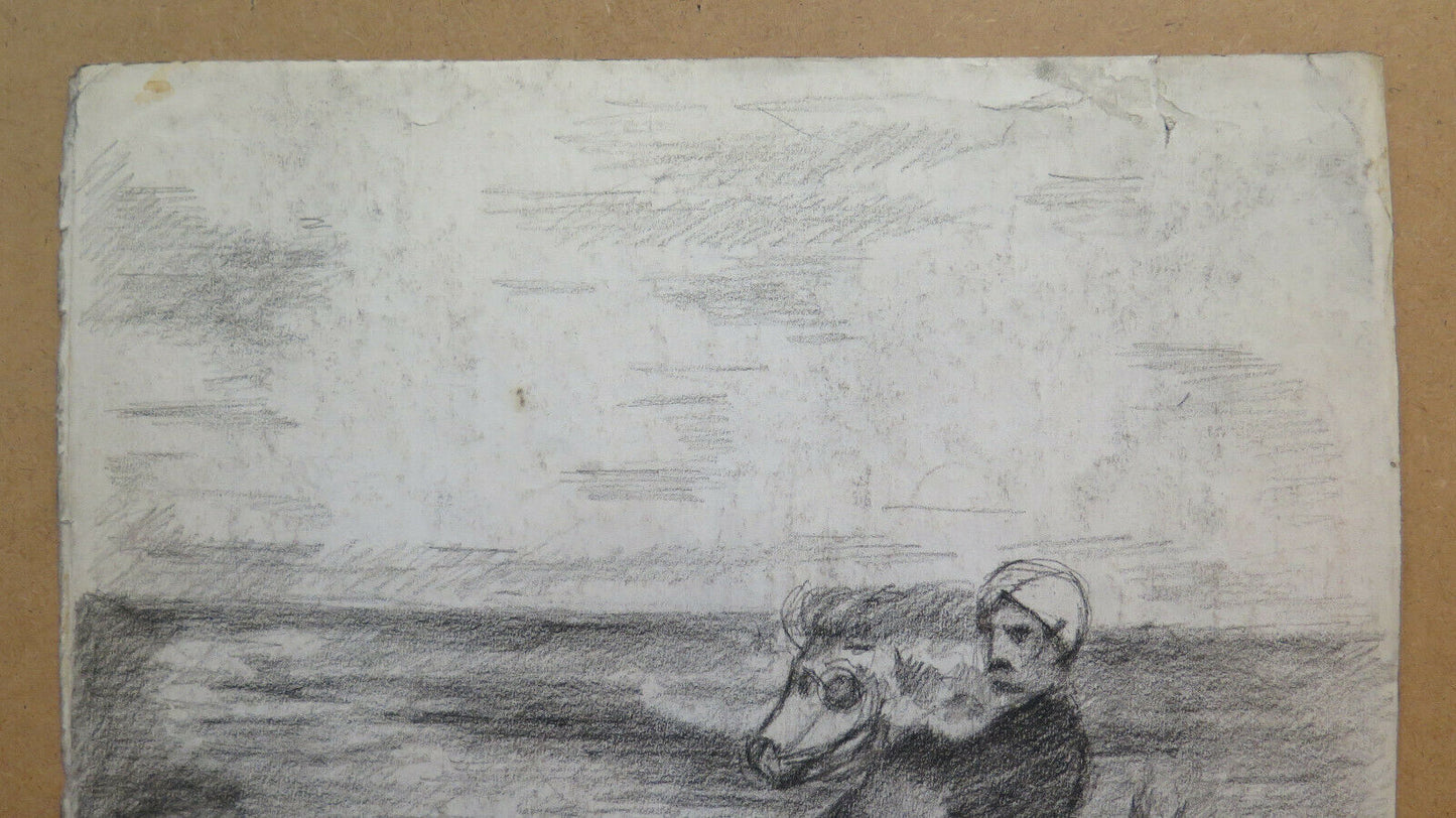 DISEGNO ANTICO FIGURE ANIMALI OPERA ARTISTA FRANCESE Pierre Duteurtre DUT BM53.1