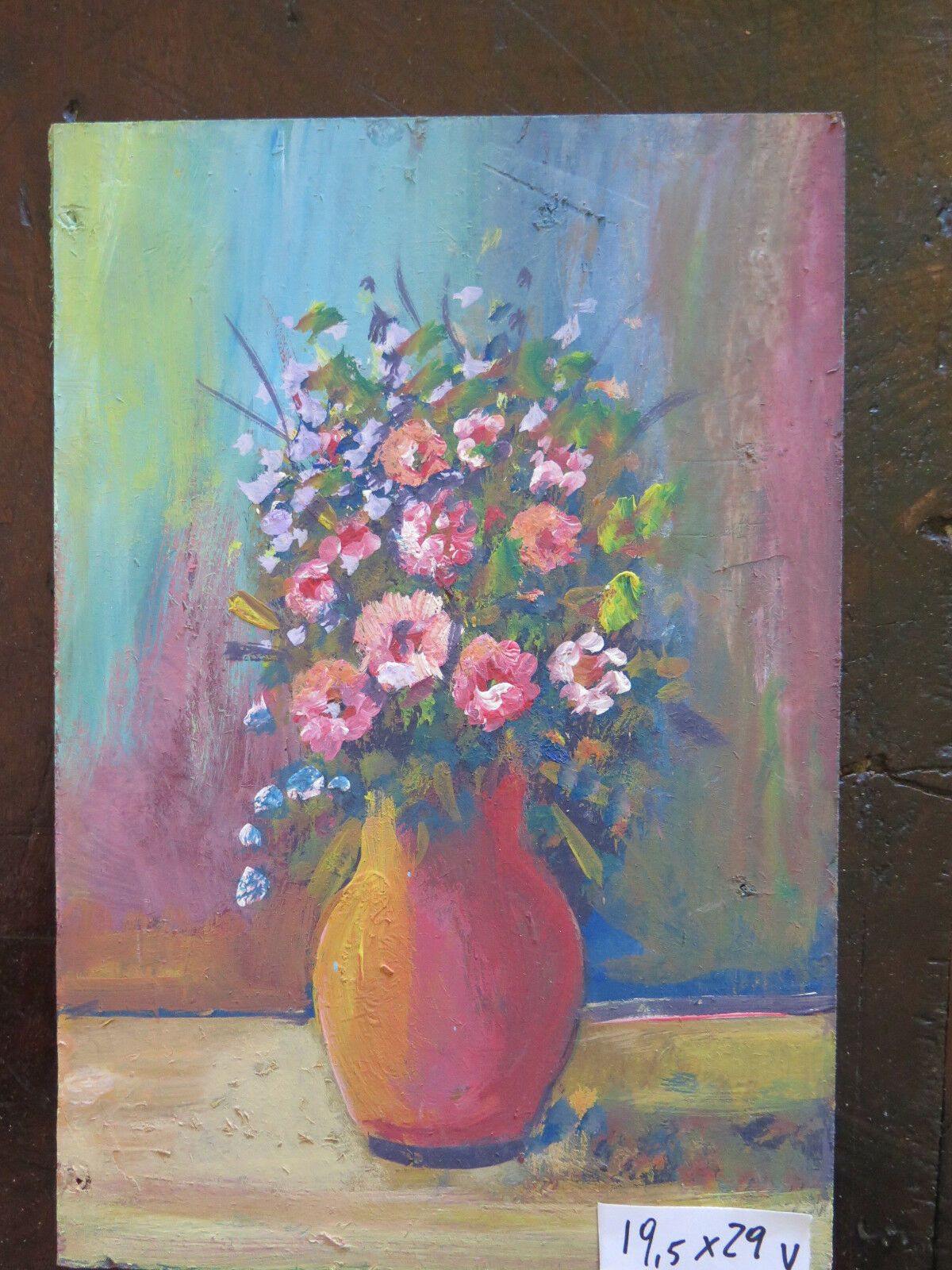 QUADRO ANTICO FLOREALE MAZZO DI FIORI DIPINTO IN STILE IMPRESSIONISTA 1960 v - Belbello Antiques