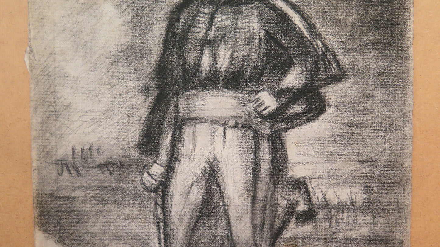 DISEGNO ANTICO GRANDE MISURA RITRATTO MILITARE CARTA Pierre Duteurtre DUT BM53.1