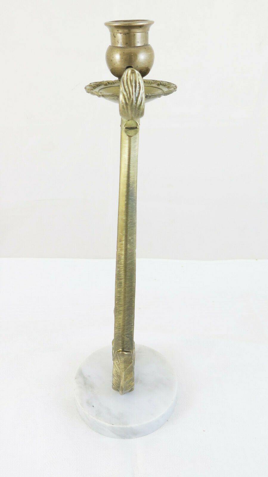 CANDELIERE IN BRONZO DORATO IN STILE BAROCCO CON BASE IN MARMO PRIMO 900 CH9 - Belbello Antiques