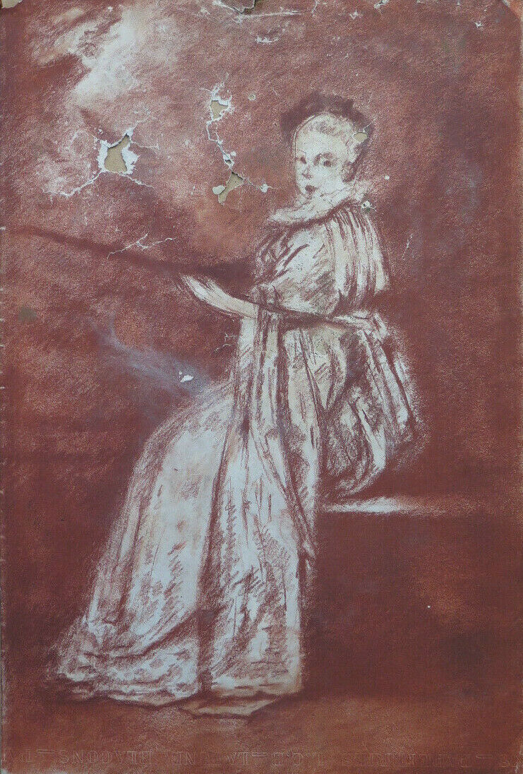 ANTICO DISEGNO A SANGUIGNA FIGURA FEMMINILE OPERA DI Pierre Duteurtre DUT BM53.1