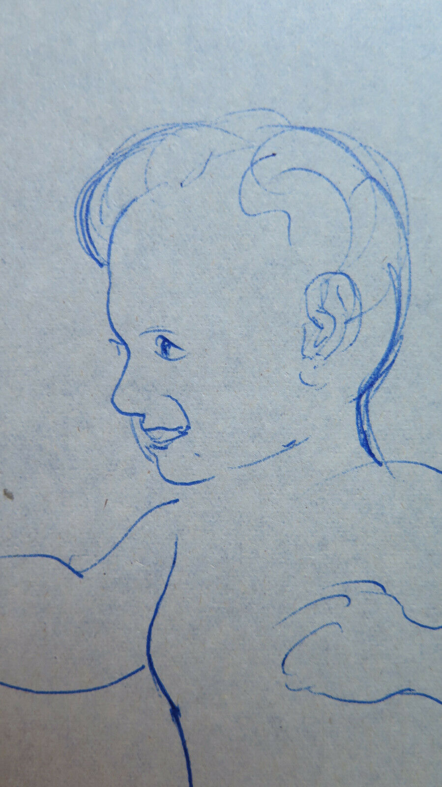 PORTRAIT OF A CHILD IN OLD PEN DRAWING SKETCH BY THE PAINTER PANCALDI P28.7