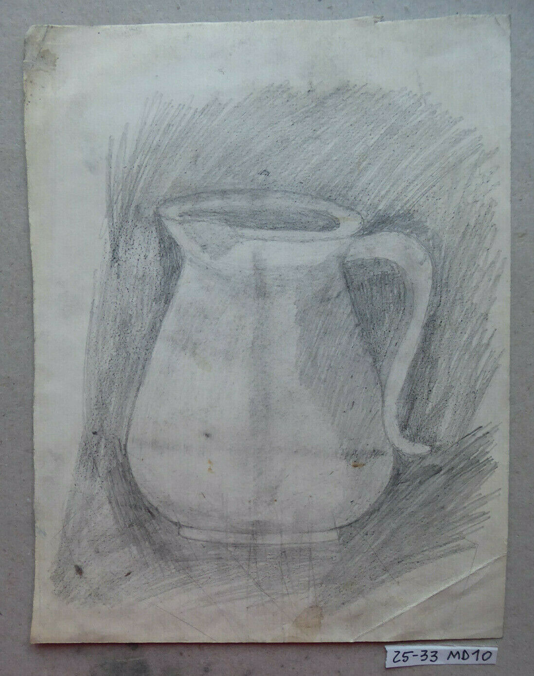 VECCHIO DISEGNO BOZZETTO STUDIO SCHIZZO INTERNO OGGETTI SPAGNA MADRID 900 MD10 - Belbello Antiques