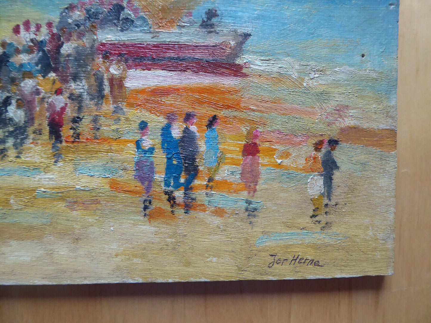 SMALL SIZE OIL PAINTING VNTAGE MARINA SEA SKETCH SPAIN SIGNED MD2 