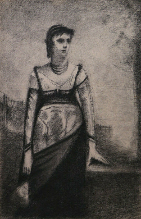 DISEGNO ANTICO RITRATTO DONNA CARTA ARTISTA FRANCIA Pierre Duteurtre DUT BM53.1