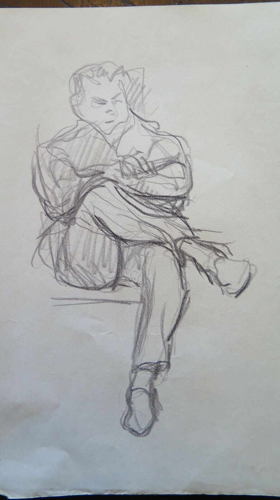 DISEGNO BOZZETTO SU CARTA DI G. PANCALDI STUDIO PER FIGURE UMANE SEDUTE P28.5