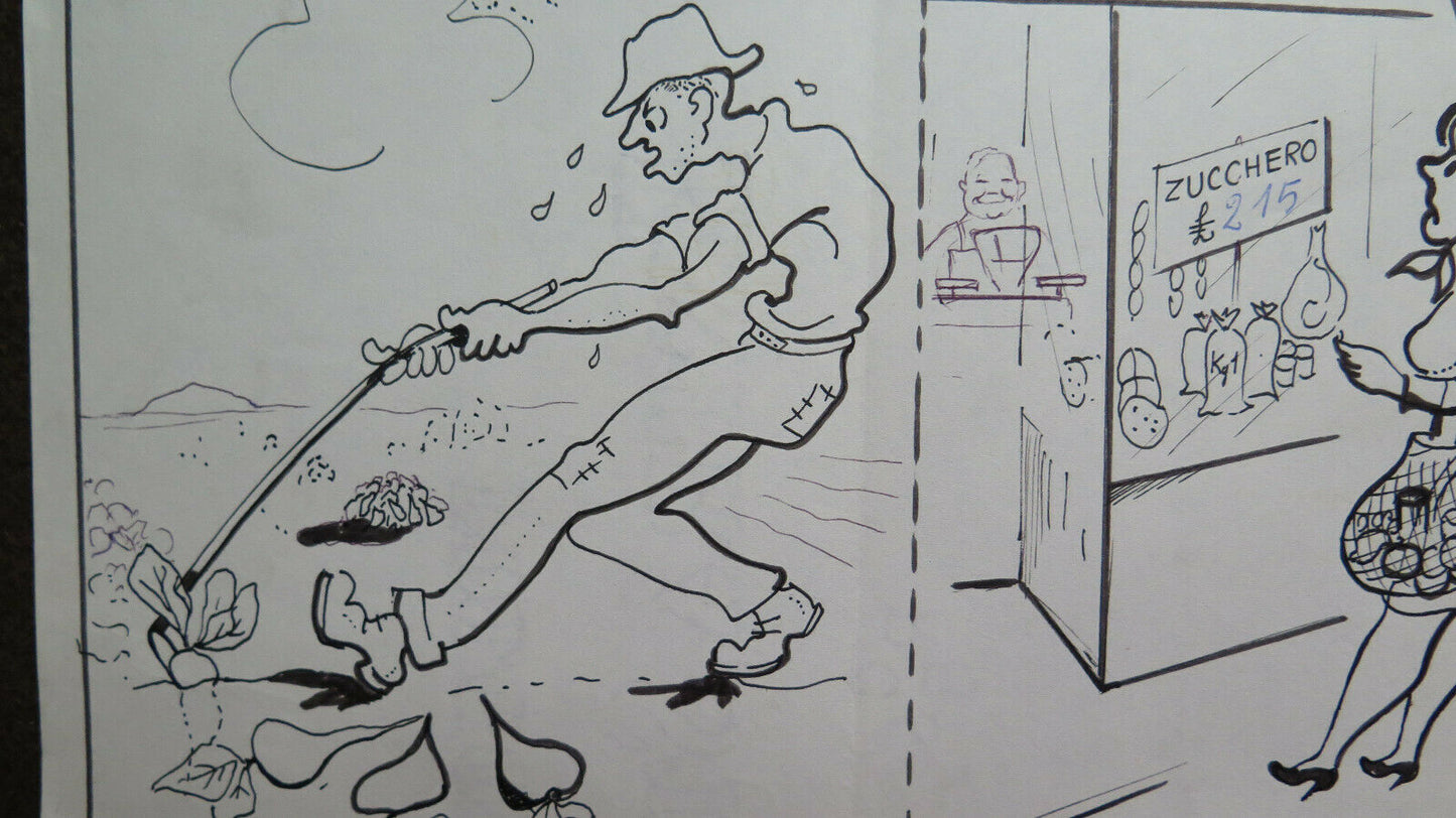 DUE DISEGNI BOZZETTI VINTAGE OPERA DEL PITTORE GAETANO PANCALDI FUMETTI P28.7