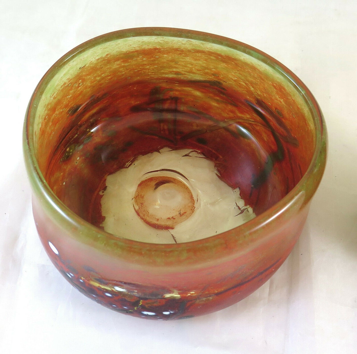 VINTAGE GLASS CUP BOWL CENTERPIECE HANDMADE GLASS VASE BM11 