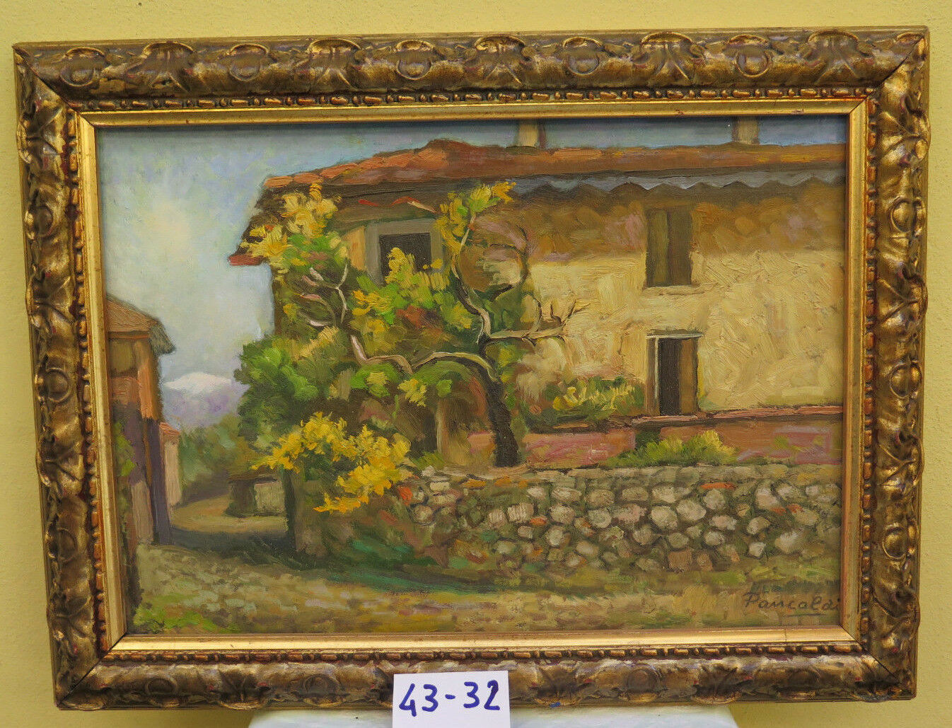 ANTICO DIPINTO IN STILE IMPRESSIONISTA PAESAGGIO DI CAMPAGNA FIRMATO PANCALDI - Belbello Antiques