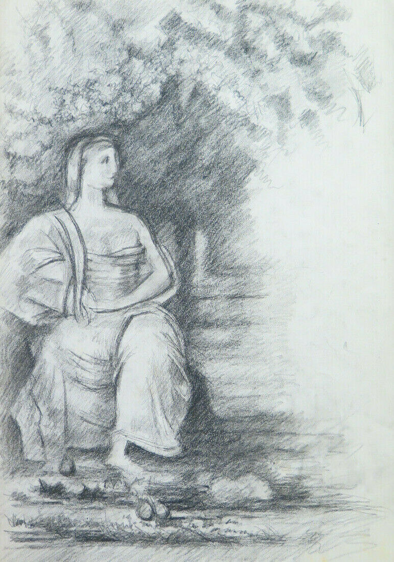 ANTICO DISEGNO OPERA DEL PITTORE Pierre Duteurtre DUT FIGURA CLASSICA BM53.1