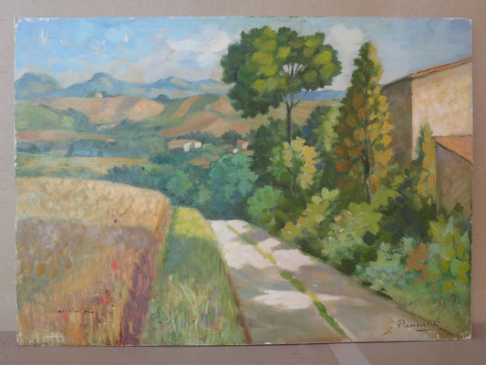 QUADRO MODERNO VINTAGE 1900 PAESAGGIO STILE IMPRESSIONISTA FIRMATO ORIGINALE p6