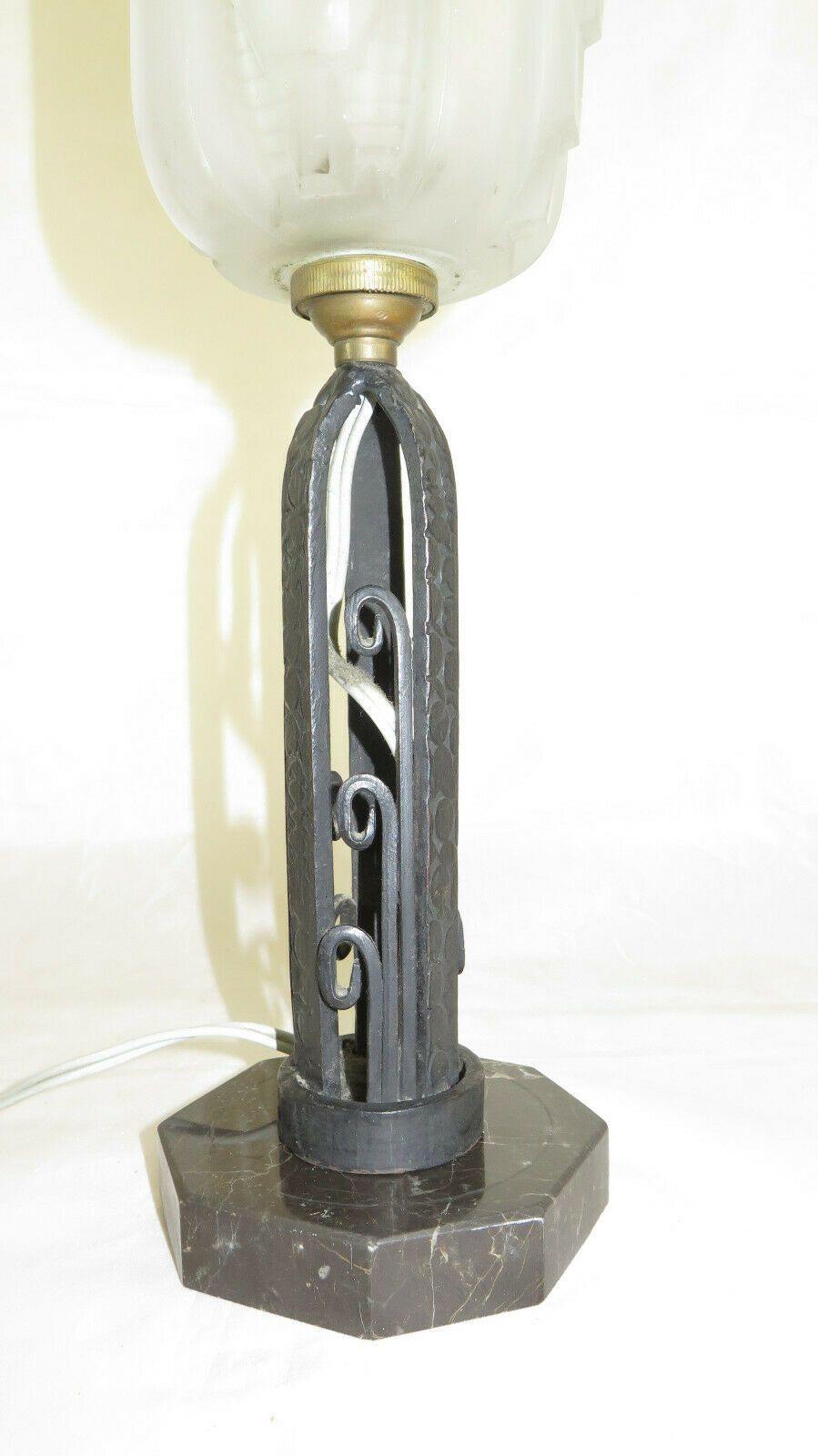 LAMPADA DA TAVOLO SCRIVANIA ABAT JOUR ANTICA LIBERTY ART NOUVEAU LAMPADA BM17 - Belbello Antiques