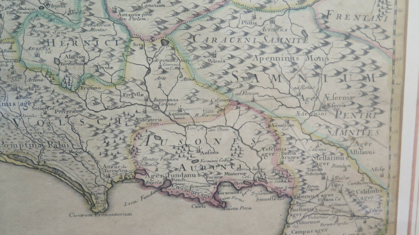 STAMPA ANTICA CARTA GEOGRAFICA CARTINA MAPPA ITALIA CENTRALE 1745 John Senex X9