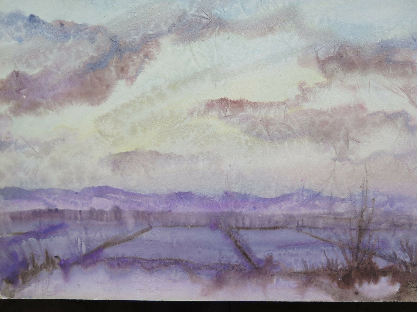 PAINTING WINTER LANDSCAPE WITH SNOW AND FROST MODERN PAINTING FROM THE 60S ORIGINAL p16