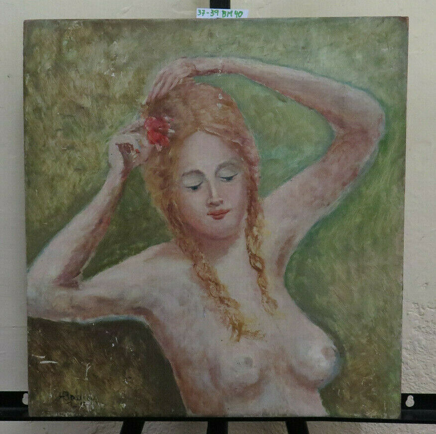 QUADRO ANTICO NUDO FEMMINILE DIPINTO AD OLIO FIRMATO FRANCIA INIZIO SECOLO BM40