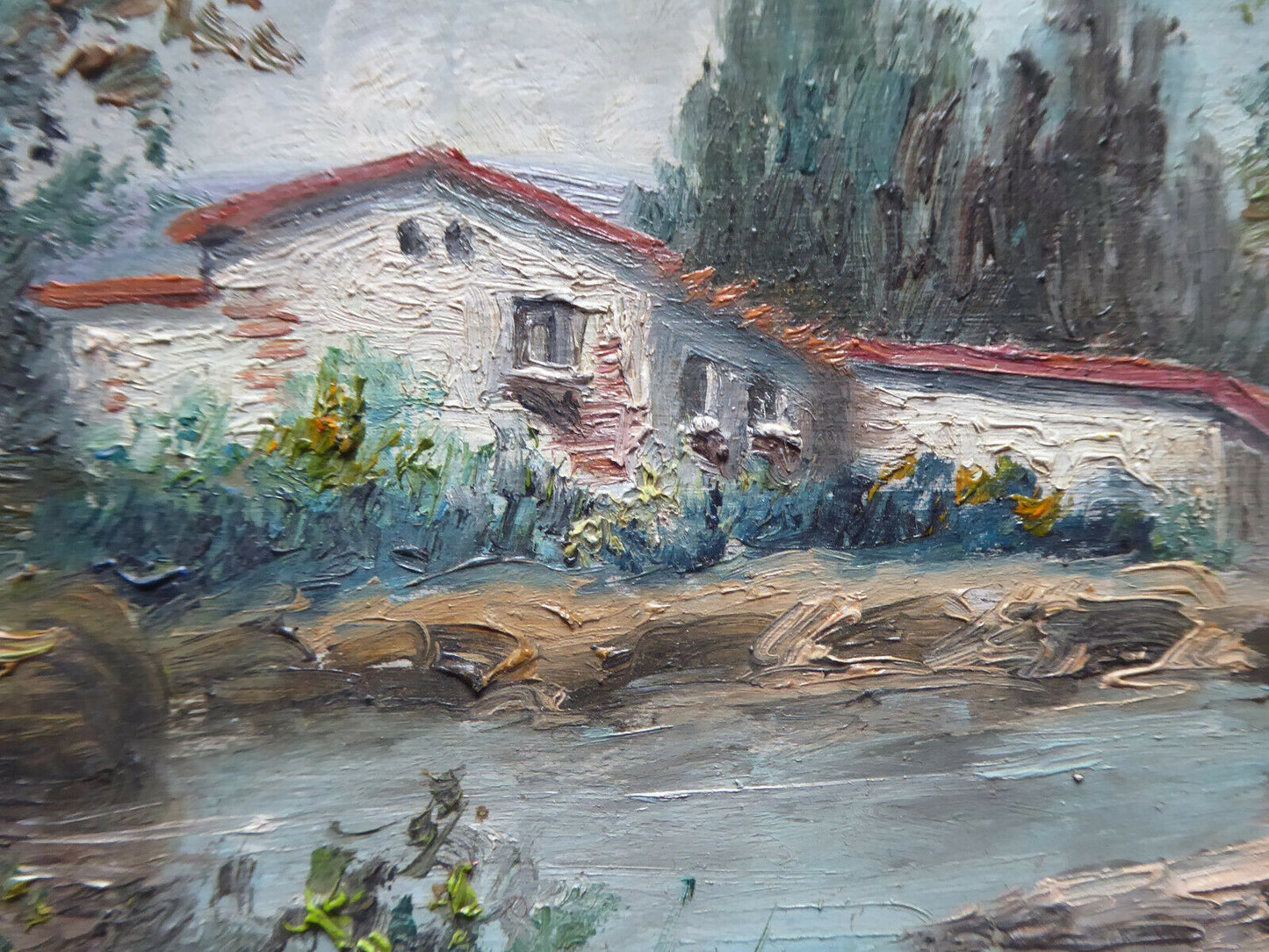 VINTAGE OIL PAINTING SIGNED IMPRESSIONIST STYLE LANDSCAPE SPAIN '900 MD2 