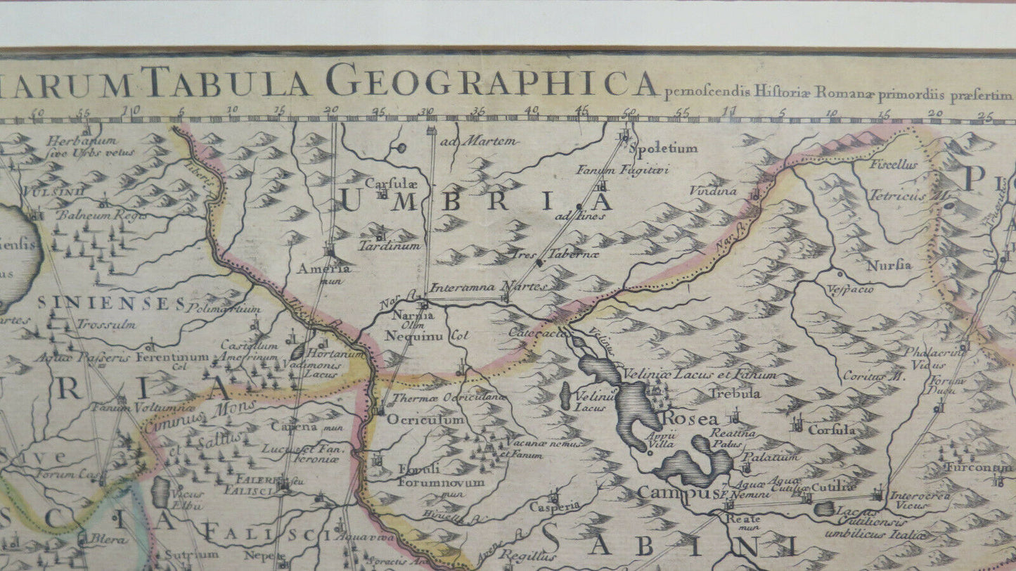 STAMPA ANTICA CARTA GEOGRAFICA CARTINA MAPPA ITALIA CENTRALE 1745 John Senex X9