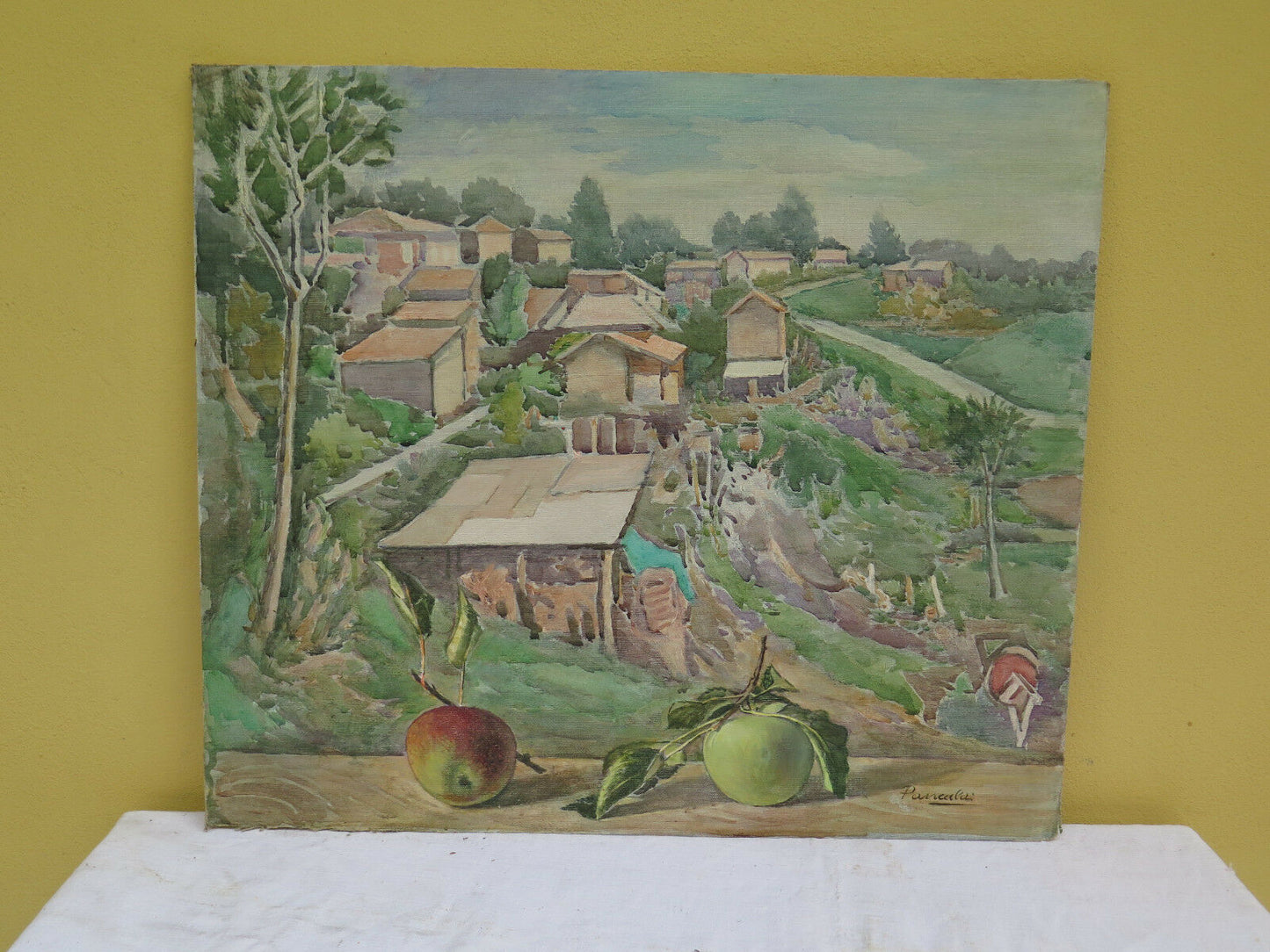 QUADRO ANTICO DIPINTO FIRMATO PAESAGGIO DI CAMPAGNA Antique painting landscape