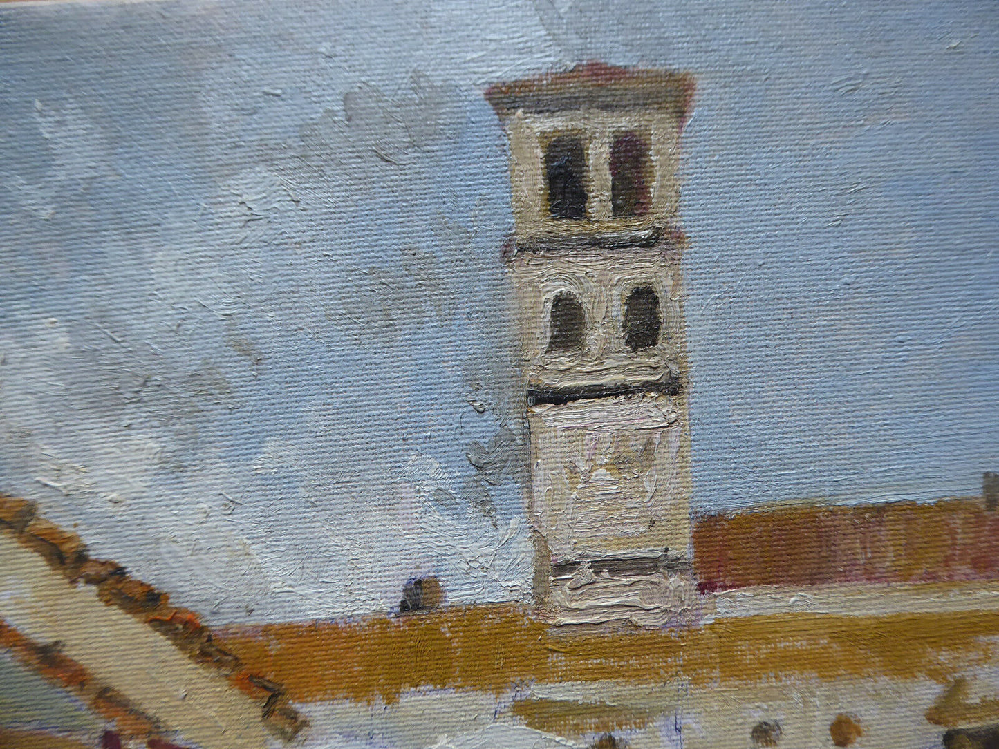 SMALL PAINTING OIL SKETCH ON PANEL VAEDUTA DI PAESE SIGNED SPAIN '900 MD1 