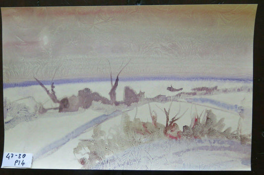 QUADRO VINTAGE AUTORE G. PANCALDI PAESAGGIO INVERNALE GHIACCIATO 47x30 cm P14 - Belbello Antiques